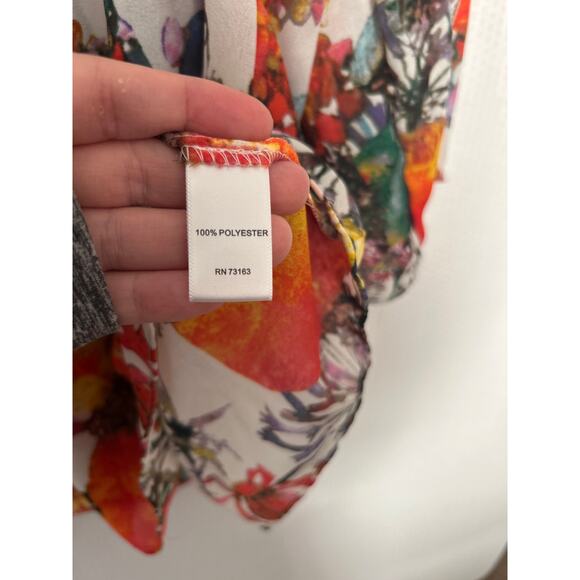 Vince Camuto Floral Boho Blouse Multicolor 3/4 Sleeve Lightweight Top Medium - Picture 7 of 11